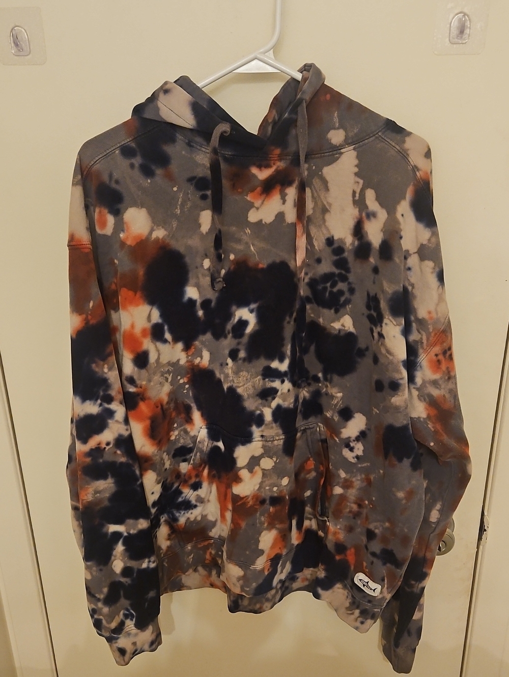 Tie-Dye Crewneck Sweatshirt in Black, Gray & Orange